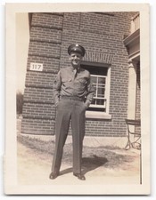 Military Soldier Portrait 1940s Snapshot Photograph WWII Era Uniform 117