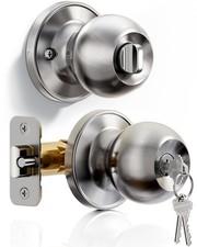 Keyed Entry Door Knob, Bedroom Door Lock with Keys, Heavy-Duty Rust-Proof Con...