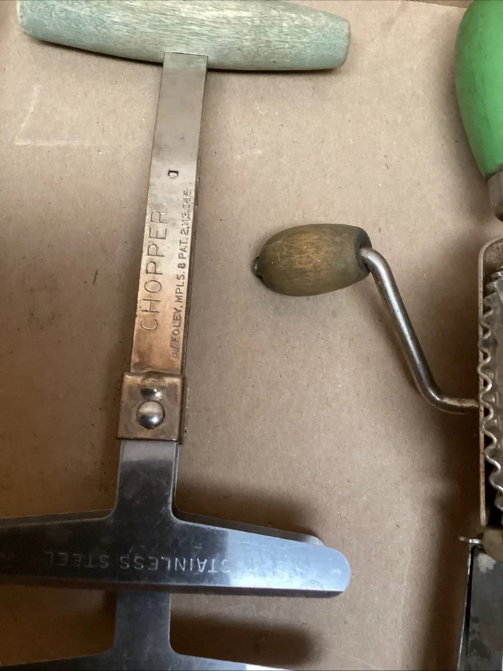 17 utensilios de cocina vintage con mango de madera verde azul para hornear pizza Foto 3 de 4