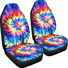 2pc Car Front Seat Covers Contrasting Tie Dyed Print Universal Seat Cushion 2pc Car Front Seat Covers Contrasting Tie Dyed Print Universal Seat Cushion
