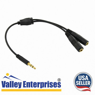 Audio Y-Adapter Gold Stereo Slim 1-3.5mm Male to 2-3.5mm Female