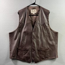 Scully Leather Vest Waistcoat Mens 50 Brown Western Cowboy Frontier Rodeo