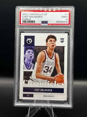 2022 Chronicles DP Chet Holmgren Rookie Purple #34/49 JERSEY NUMBER PSA 9 Zags