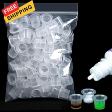 100PCS Plastic Tattoo Ink Caps - Small Cups Non-Spill Small, Transparent 