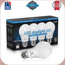 Great Eagle A19 LED Light Bulbs 100 Watt 4 Count Pack of 1 , 5000k Daylight