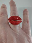 ​David Sigal Stainless Steel Red Pave Crystal Lips Cocktail Statement Ring Sz 8 — photo 8