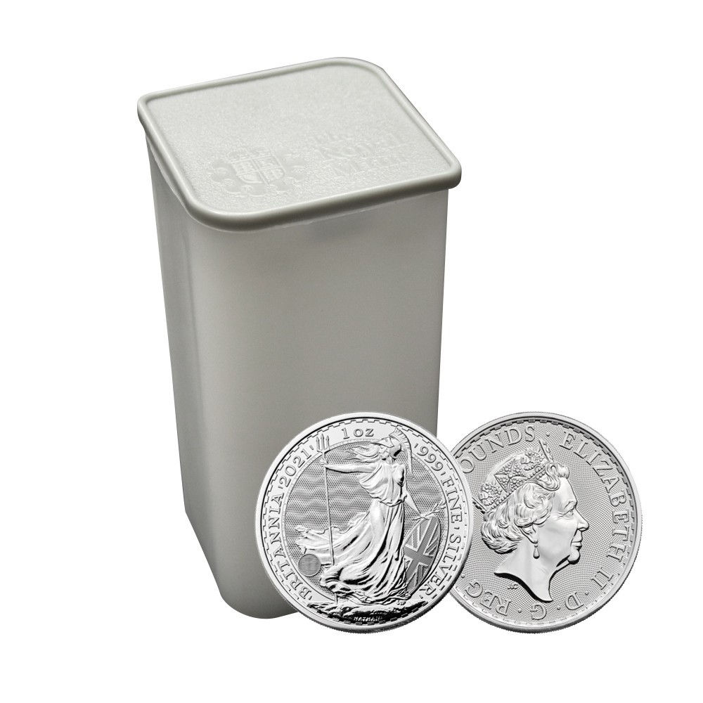 Empty SILVER Britannia Royal Mint Official Coin Tube for 1 & 2Oz Coins (39mm)