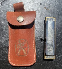 Vintage M. Hohner Marine Band Harmonica Made in Germany W/ Leather Case