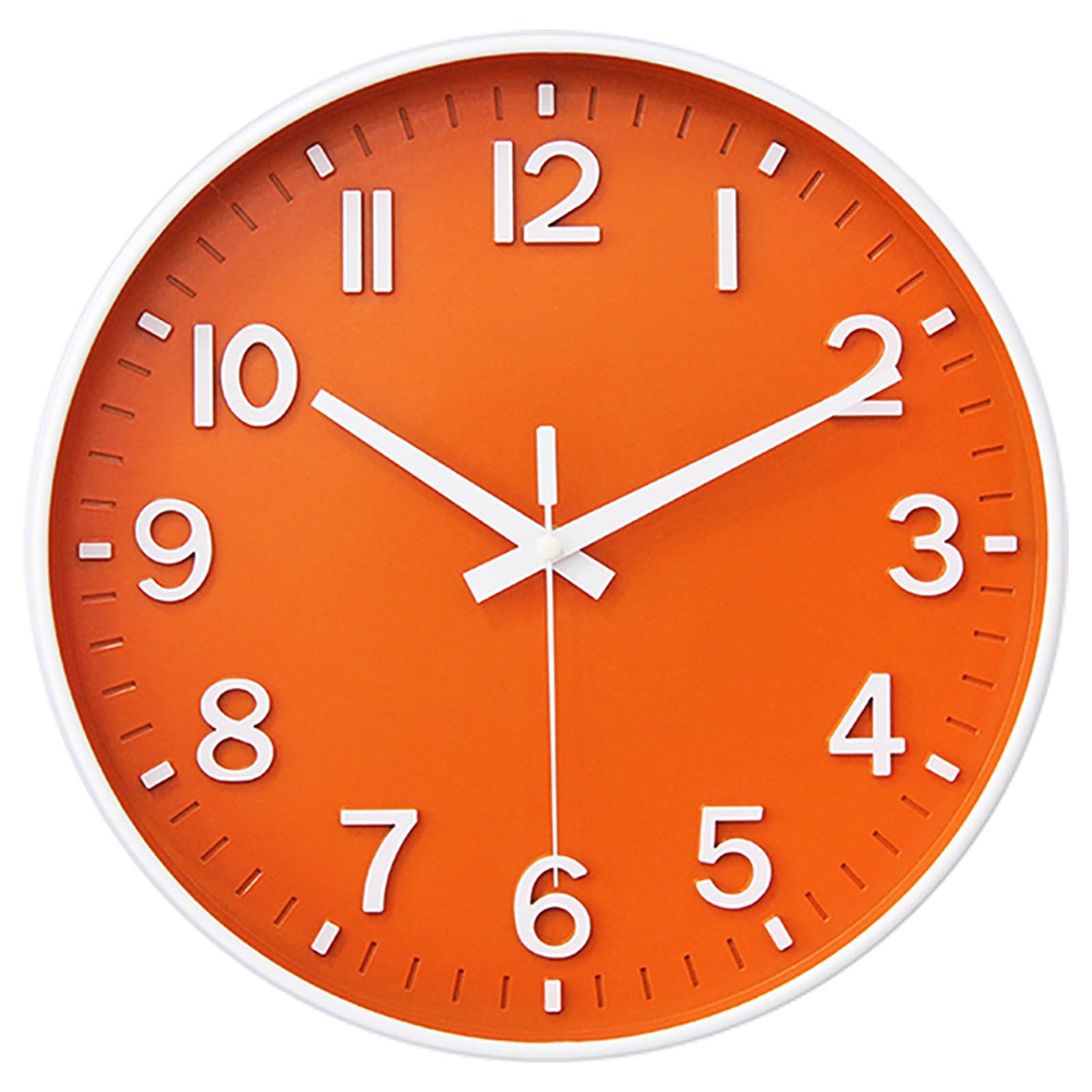 Battery Operated,wall Clock Orange,8 Inch Wall Clock Silent Non T...