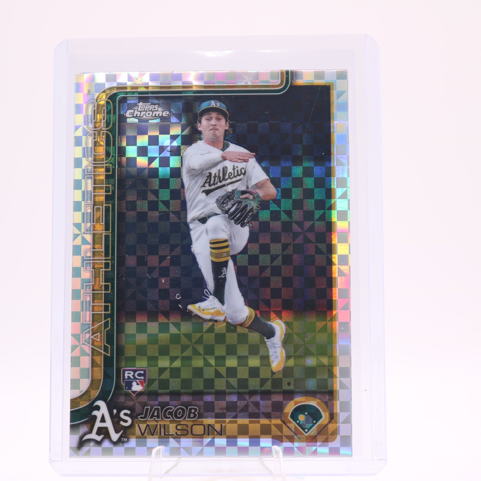 2025 Topps Chrome Jacob Wilson #96 X-Fractor Parallel Athletics Rookie RC