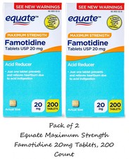 Equate Maximum Strength Famotidine 20mg Tablets, 200 Count 2 Pack