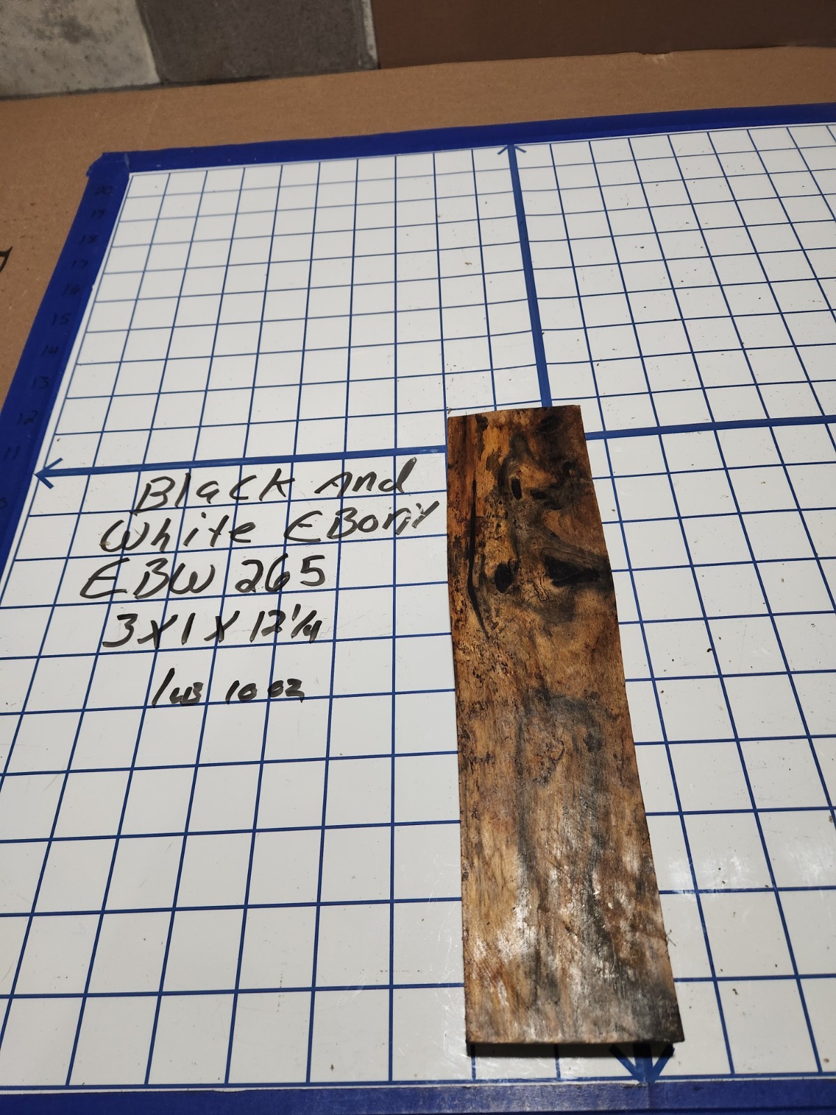 Black and White Ebony  Wood turning  blank   3 " x  1 " x 12 1/4  " EBW265
