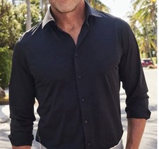 Collars Co. Apex Performance Dress Shirt Semi-Spread Collar Solid Black 119