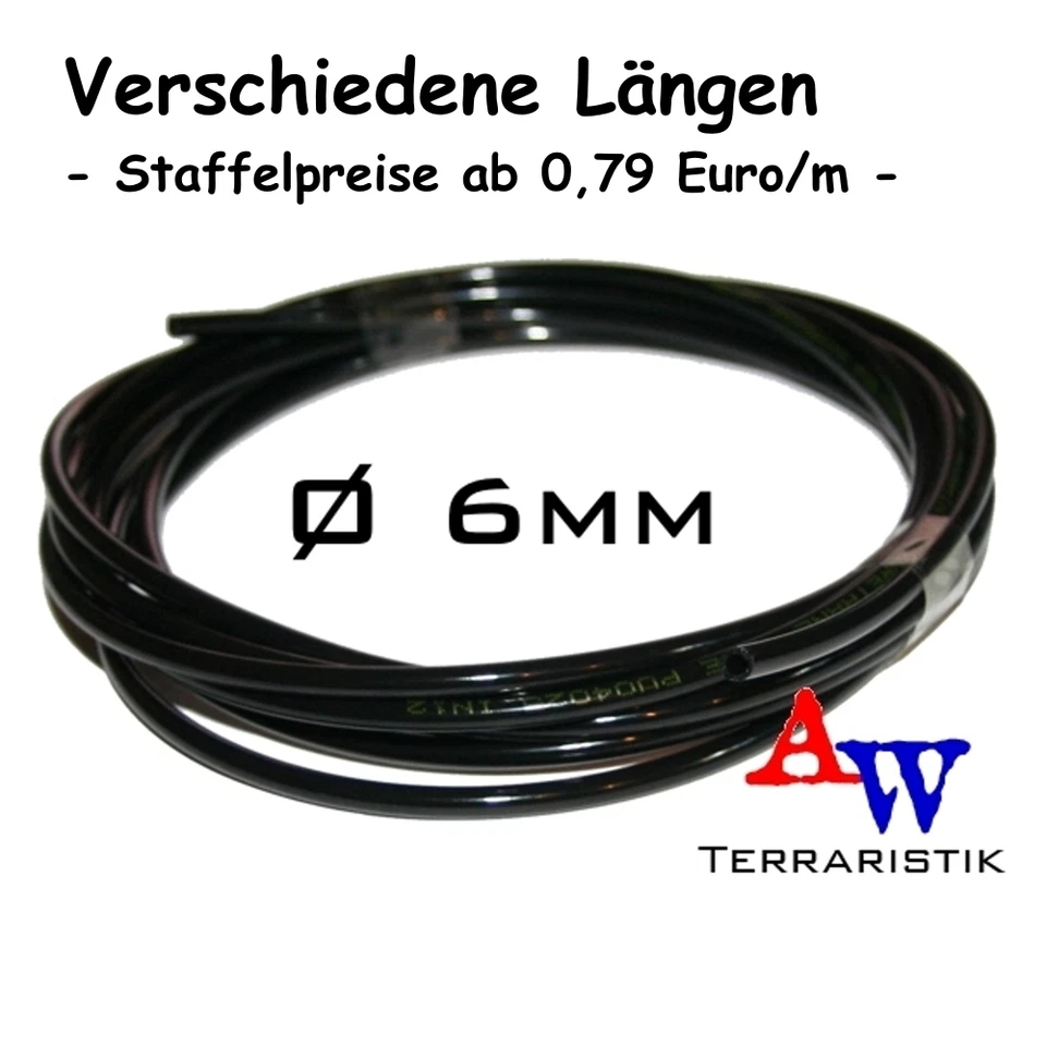 AW-TERRARISTIK Druckschlauch für Beregnungsanlage - Ø 6mm - Schlauch schwarz