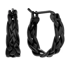 Stainless Steel Braided Small Hoop Huggie Earrings Thick Chunky For Men Women