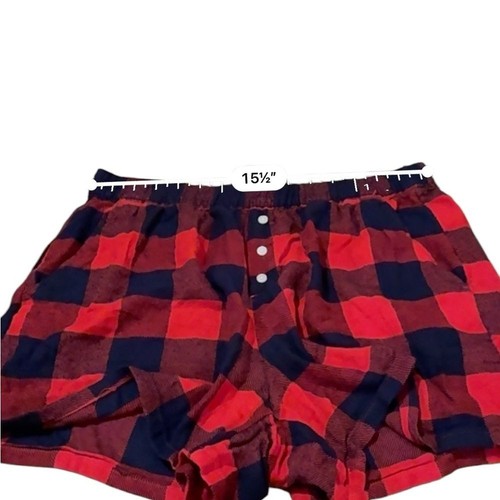 Aerie Red & Navy Blue Buffalo Check High Rise Pajama Shorts Sz M - Picture 8 of 10