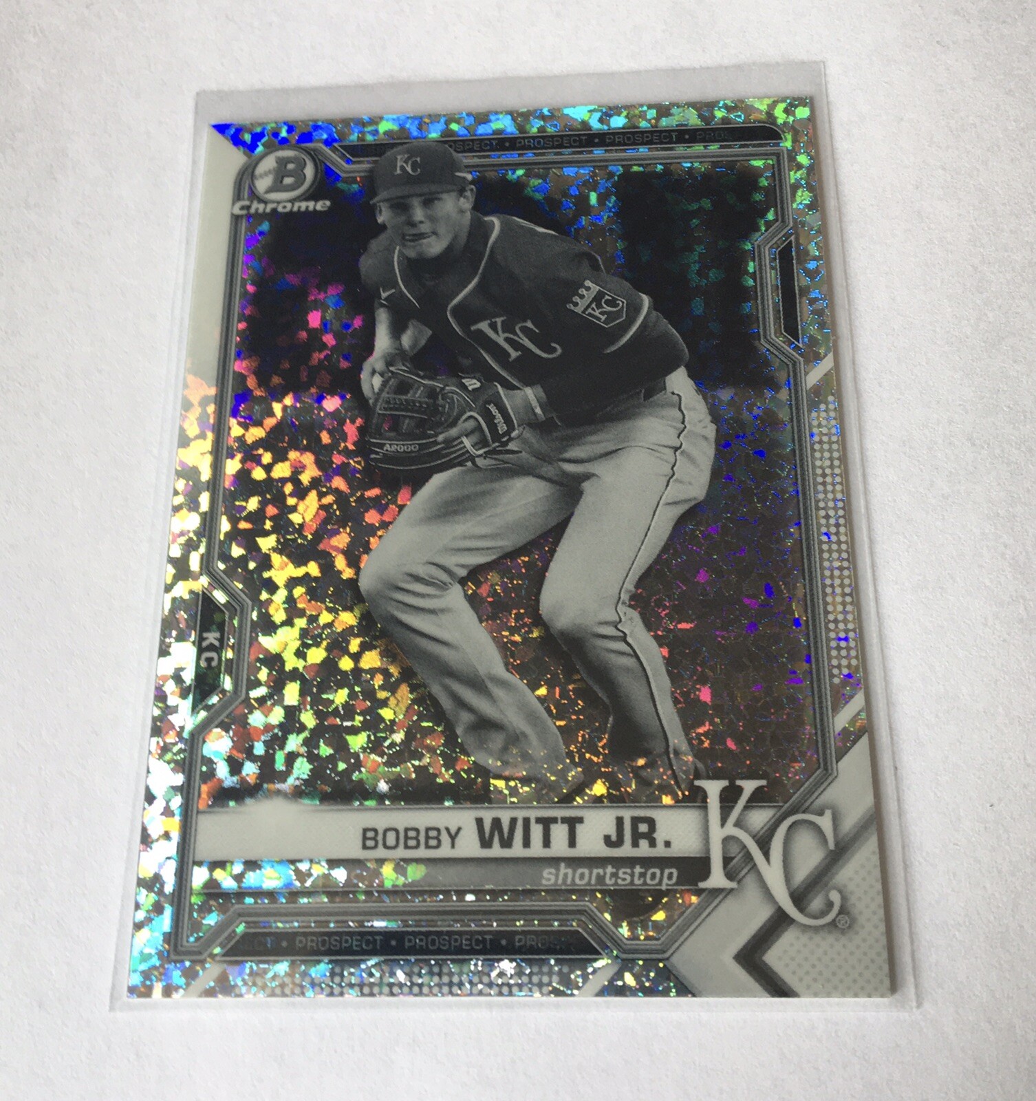 2021 Bowman Chrome Bobby Witt Jr #BCP-193 Black White Mini Diamond Refractor