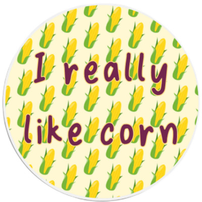 I Really Like Corn - 10 Pack Circle Stickers 3'' x 3'' - Vegetable Food Delicious