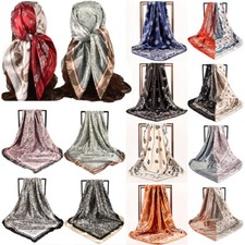 Women's Square Silk-like Satin 90cm Scarf Wrap Printing Shawl Beach Bag Scarves  