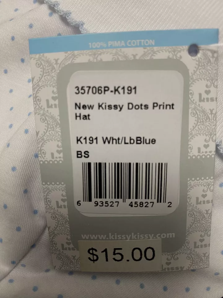 $16 Kissy Kissy Baby мальчика белый горошек печать Baby шляпа размер S - Изображение 2 из 2