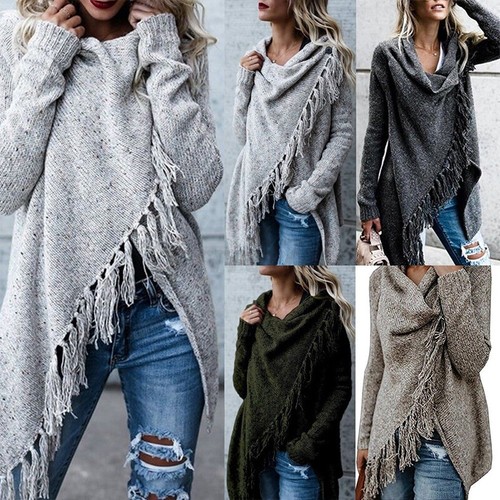 ZANZEA Womens Fringe Shawl Knitted 