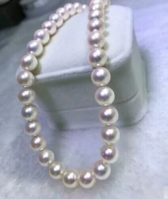 new long Baroque AAAA+10-14mm Natural seawater akoya white Pearl earring Necklace set 925s 18inch - 36