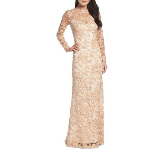 NWT Tadashi shoji sosi Beaded Sweetheart Illusion Lace Sheath Dress Pale  Pink 16 | eBay