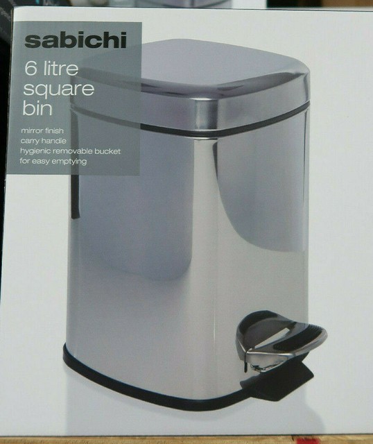 Stainless Steel Sabichi 172563 Square Kitchen Pedal Bin Rubbish