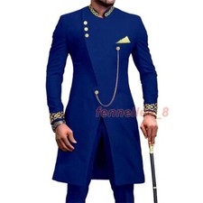 Men Ethnic Style Embroidery Jacket Pants 2 Piece Set African Suits Formal Outfit