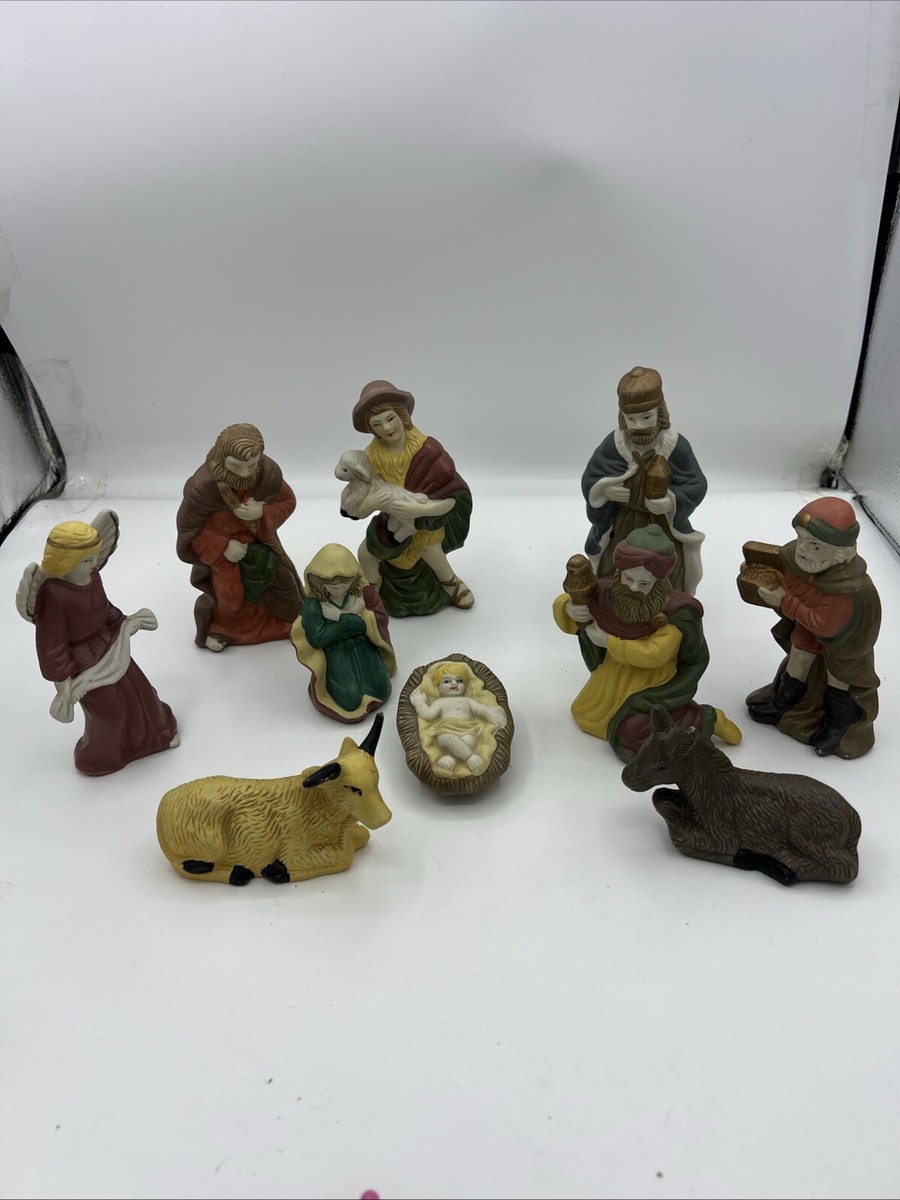 Nativity Set 10 Piece Hand Painted Porcelain Christmas Religious