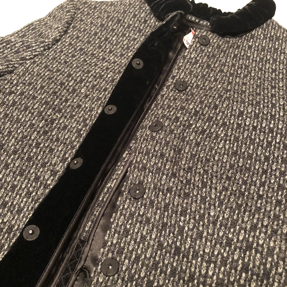 Chaqueta de Tweed Theory Gris y Negra NUEVA Talla Pequeña Borde Vevet Frente a Presión Clásica Foto 4 de 4