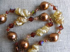 ANCIEN COLLIER FANTAISIE VINTAGE - PERLES DE VERRE DE MURANO - VERS 1960