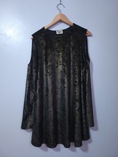 Show Me Your Mumu Stretch Crushed Velvet Teddy Tunic Size L Gold Black