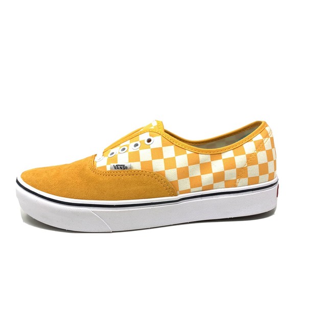 white and orange checkered vans