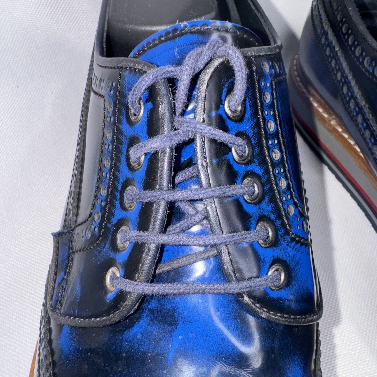 Jared Lang Wingtip Leather Royal Blue Oxford Dress Lace Up 