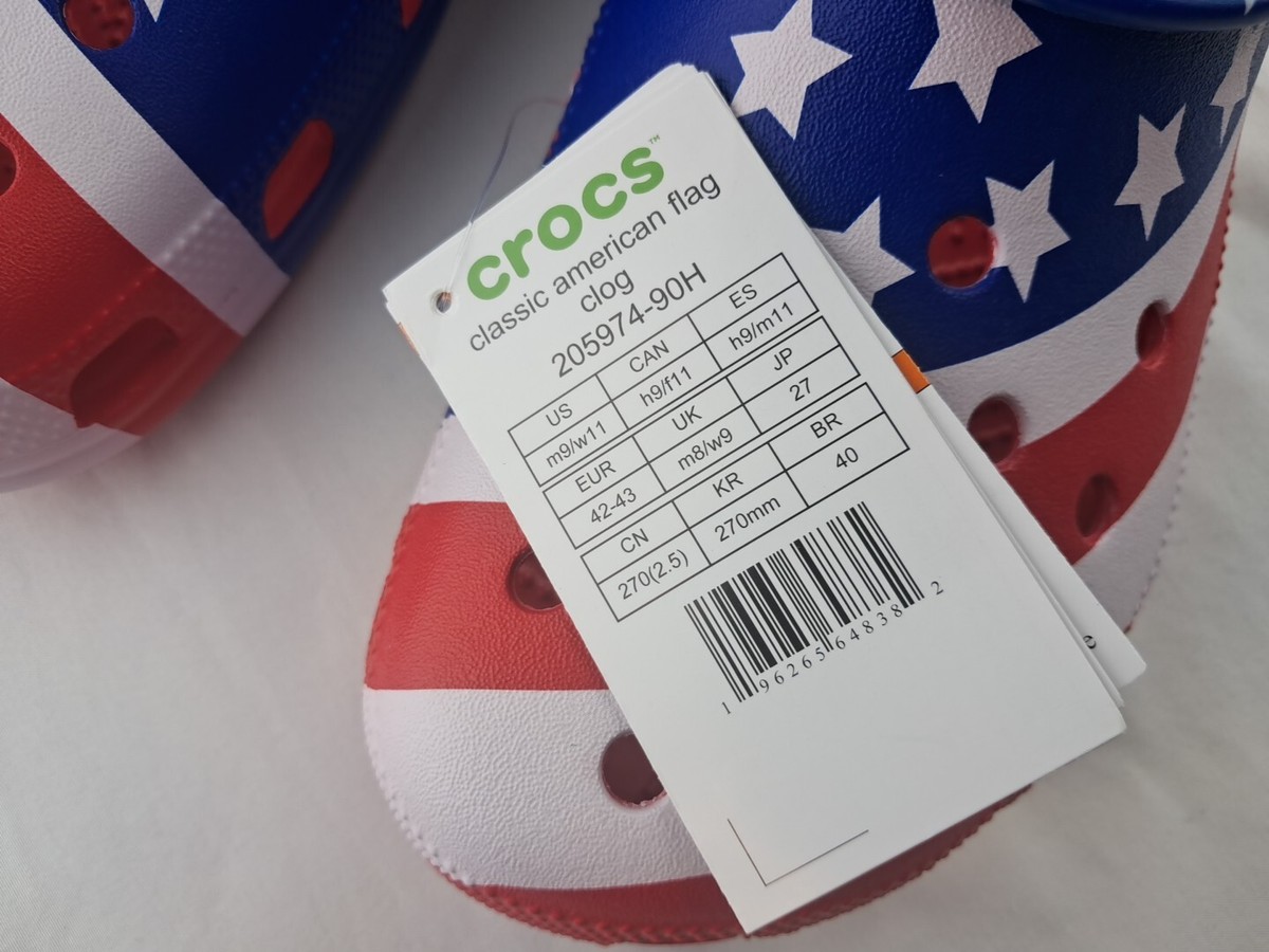Crocs Classic American Flag Clogs Men 9 Women 11 Patriotic  display picture 3