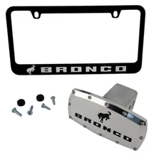 NEW Ford Bronco Engraved Metal License Plate Frame and Hitch Cover Gift Set USA