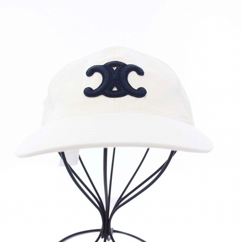 Celine Triomphe Baseball Cap Hat Logo Embroidery S White