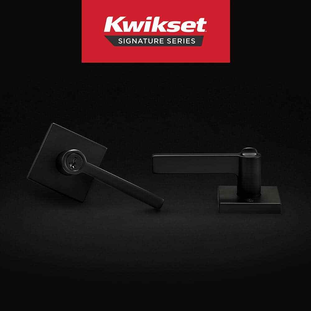 Kwikset Halifax Square Matte Black Keyed Entry Door Handle w