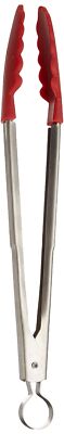 Cuisipro 12-Inch Silicone Locking Tongs, Red
