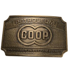 Petroleum Belt Buckle Farmland Co Op Vintage Farmer Western Wear