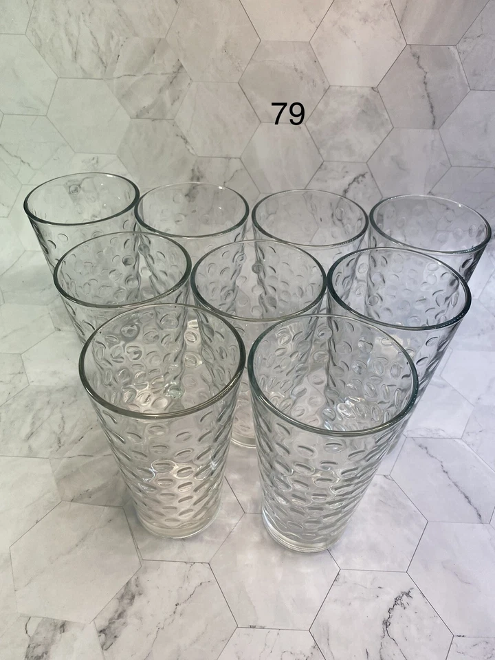 Libbey Glass Co. Tall Cooler Tumblers Awa pattern clear glass dotted Tall 14oz. - Image 3 of 4