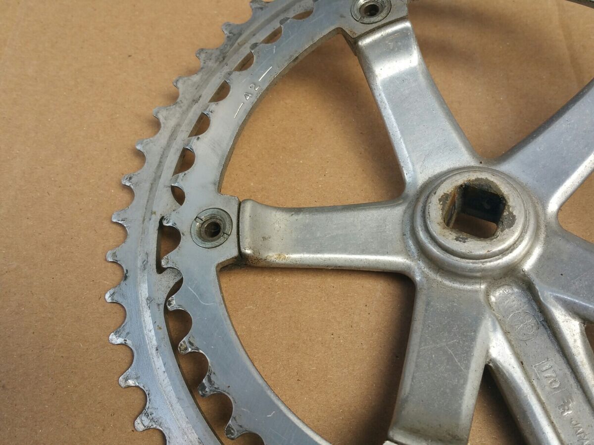 Vintage Sakae SA Double Road Bike Crankset 170mm 52/42 Japan Vintage Sakae SA Double Road Bike Crankset 170mm 52/42 Japan