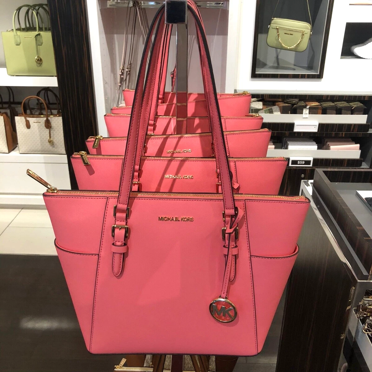 Michael Kors Bags | Michael Kors Large Charlotte Tote Bag | Color: Gold/Pink | Size: Os | Exclusiveshop62's Closet