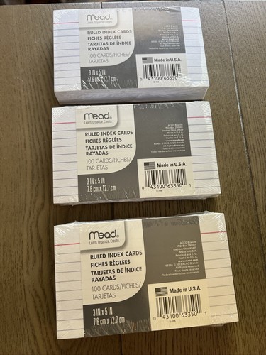 Mead Karteikarten 3""x5"" 100/Stück liniert weiß (3 Packungen für insgesamt 300 Karten)