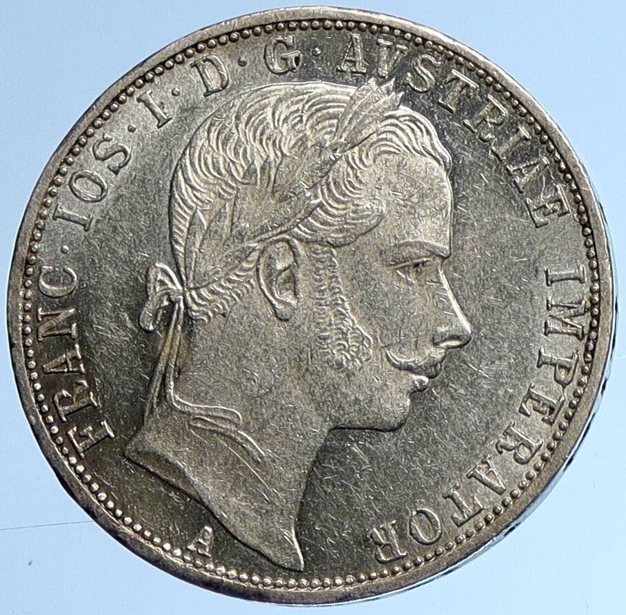 1860 A AUSTRIA KING FRANZ JOSEPH I Eagle Proof-like Silver Florin