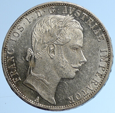 1860 A AUSTRIA KING FRANZ JOSEPH I Eagle Proof-like Silver Florin