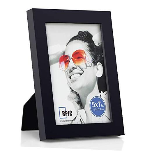 Picture Frames Made of Solid Wood High Definition Glass for Table 5x7 Black-image