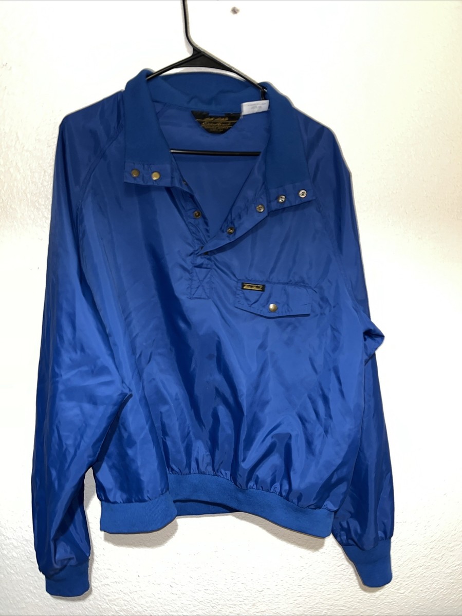 VINTAGE Eddie Bauer Jacket Mens XLBlue Bomber Snap Up