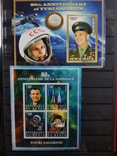 stamps 2014 Yuri Gagarin 80th Anniversary- RWANDA & BENIN MNH 2 Blocks  Space